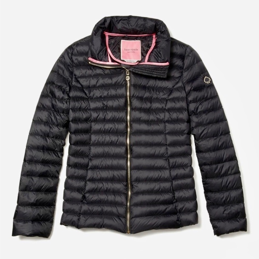 SOLD❣️❣️Kate Spade Black Puffer Hooded Jacket includes package quilted bag